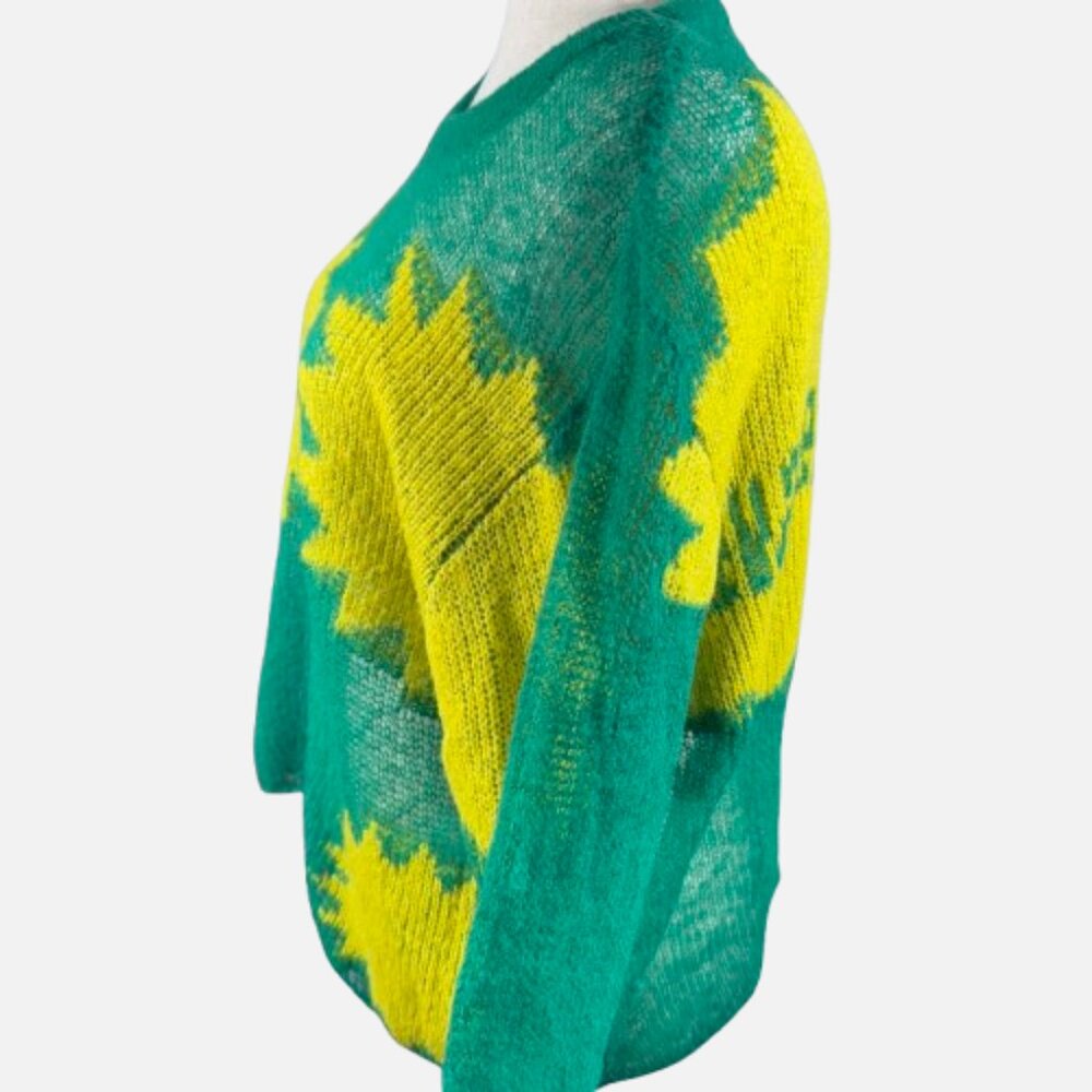 Savage X Fenty Knittin Pretty Loose Knit Sunburst Green Yellow Sweater (Size L) - Picture 6 of 16